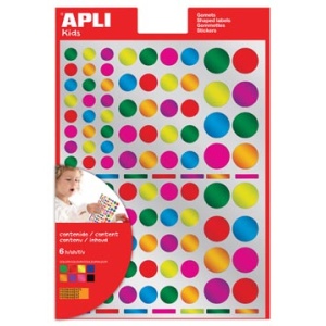 13529 1352 apli kids fantasiesticker klever sticker stickers 624 cirkel blister stuks in geassorteerde metallic kleuren groottes 013529 8410782135296 assortiment aan kleuren