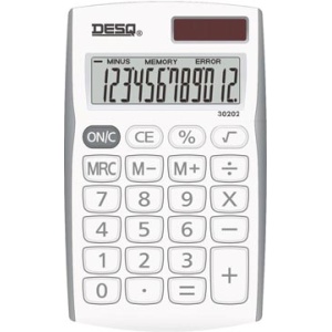 302020 3020 30202 desq calculator rekenmachine rekenmachines zakrekenmachines zakrekenmachine mobile wit 8717249817147 8717249817130 12 % toets werkt op zonnecellen