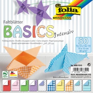 4981515 4981 49815 498151 folia vouwblaadje origami vouwpapier basic intensive ft 15 x cm pak 50 vel 498/1515 4001868078572 4001868078411 assortiment aan kleuren