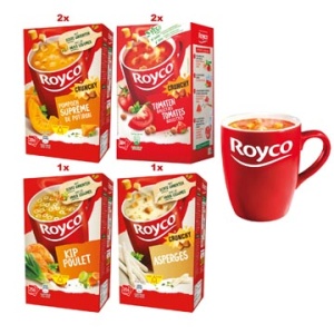ki45837 ki45 ki458 ki4583 royco soep soepen soepje soepjes soup actie royco: 2 x pompoen + tomaat 1 kip asperges gratis 6 mokken mokroy